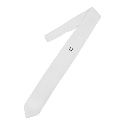 White men's equestrian tie by Equestro, handmade, with silicone logo – ideal for competitions
