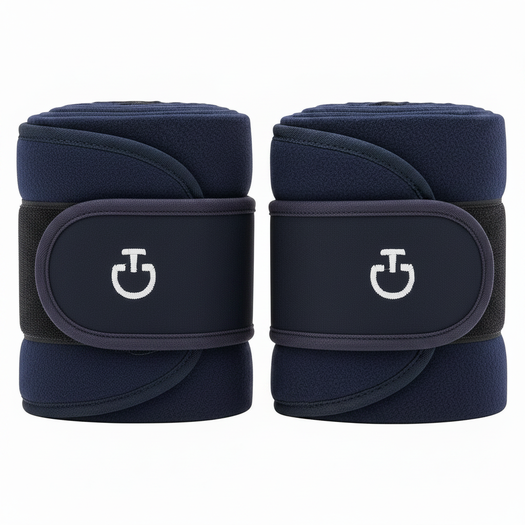 Cavalleria Toscana 4 Knit Fleece Bandages – Navy with white logo
