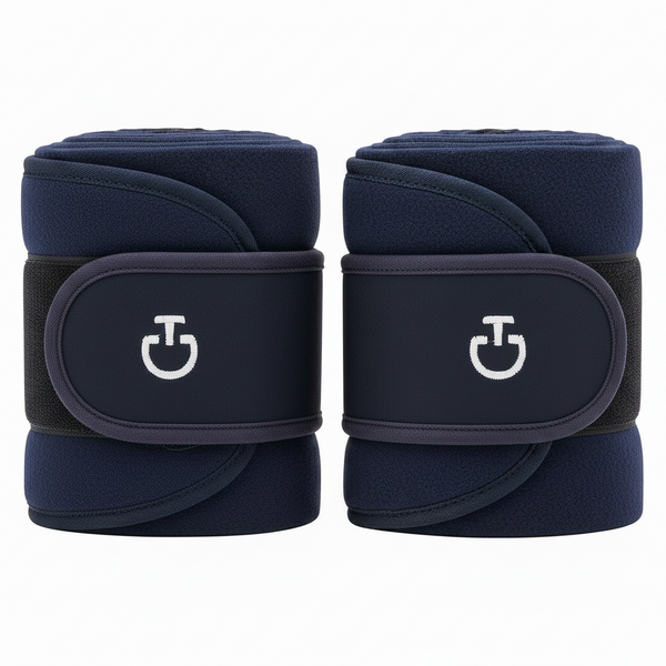 Cavalleria Toscana 4 Knit Fleece Bandages – Navy with white logo