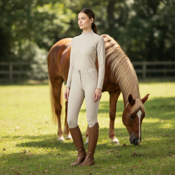 Mid-High Breeches with Knee Grip & Pocket – Sand | Trolle Company