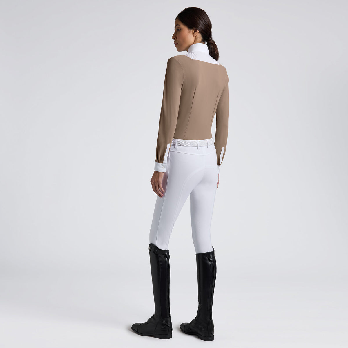 Cavalleria Toscana Damen Turniershirt Langarm Walnut Rückansicht