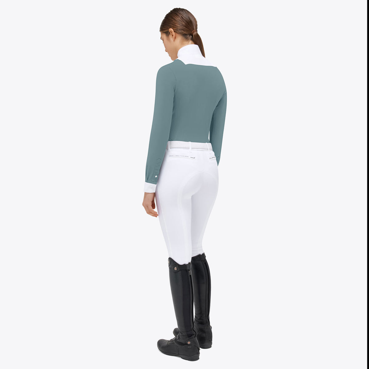 Cavalleria Toscana Damen Turniershirt Langarm Petrol Rückansicht
