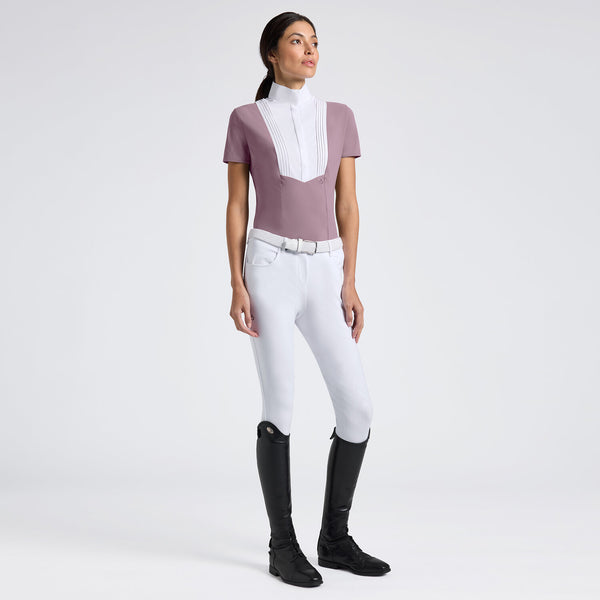 Cavalleria Toscana Damen Turniershirt mit verdeckten Knöpfen Grape Shake