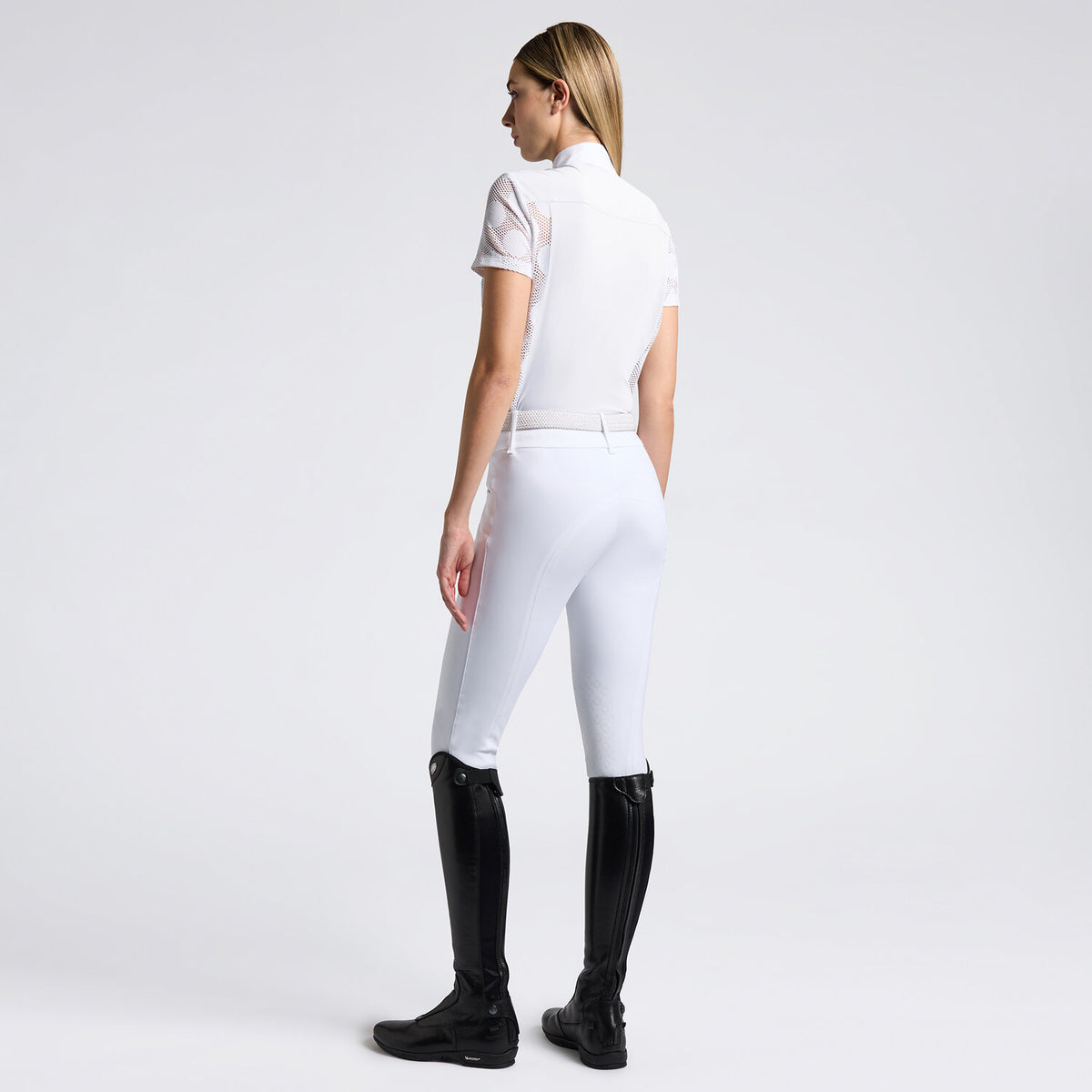 Cavalleria Toscana Damen Turniershirt Jacquard Weiß Rückansicht