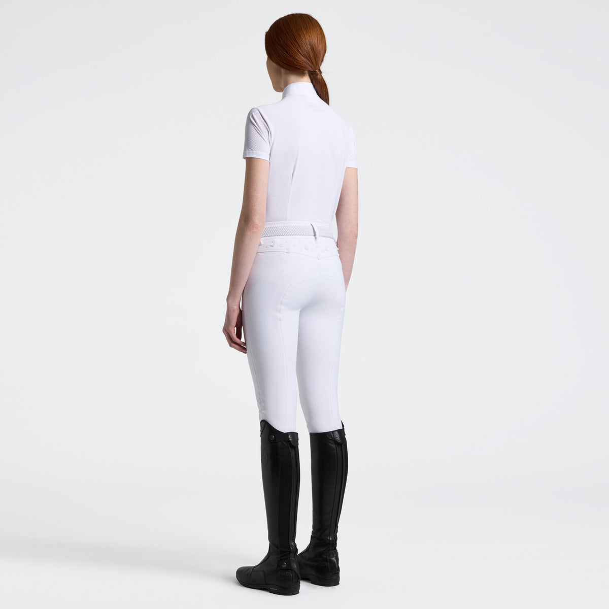 Cavalleria Toscana Damen Reitshirt Perforated – Weiß, Rückansicht