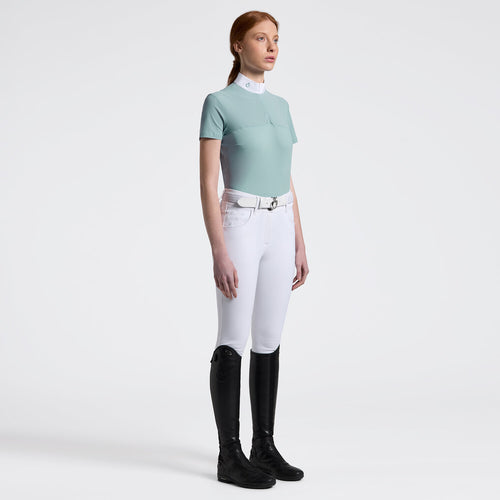 Cavalleria Toscana Damen Reitshirt Kurzarm Perforated – Light Teal Green