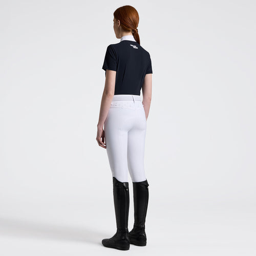 Cavalleria Toscana Damen Reitshirt Kurzarm Perforated – Navy, Rückansicht