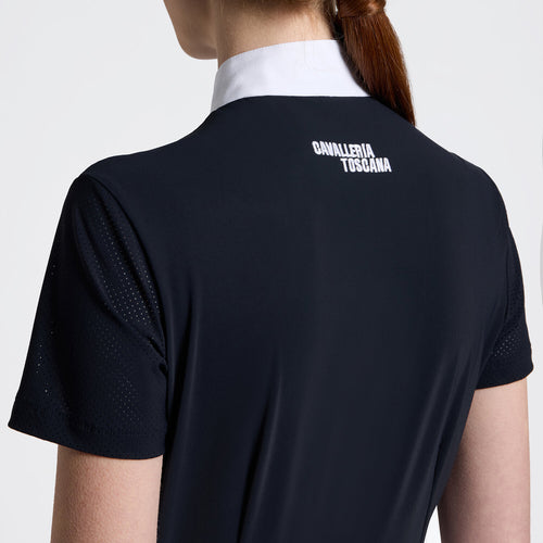 Cavalleria Toscana Damen Reitshirt Kurzarm Perforated – Navy, Detail