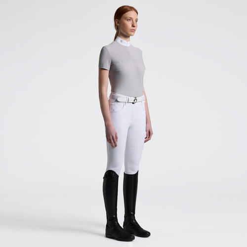 Cavalleria Toscana Damen Reitshirt Kurzarm Perforated – Hellgrau