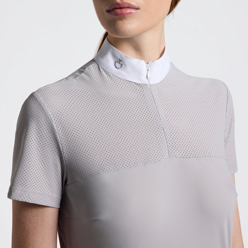 Cavalleria Toscana Damen Reitshirt Kurzarm Perforated – Hellgrau, Detail