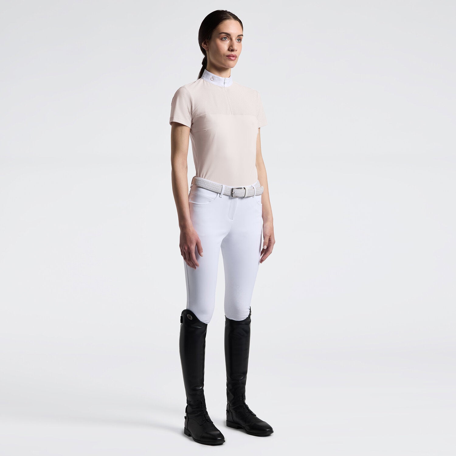 Cavalleria Toscana Damen Reitshirt Kurzarm Perforated – Beige