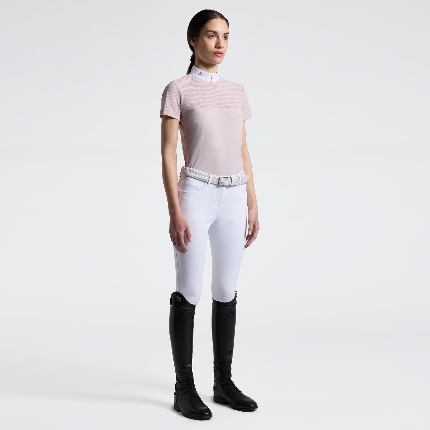 Cavalleria Toscana Damen Reitshirt Kurzarm Perforated – Violet Ice