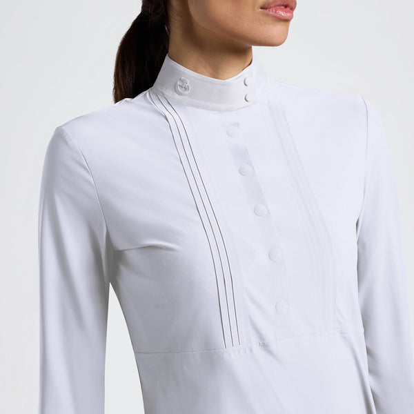 Cavalleria Toscana Damen Turniershirt mit Latz Weiß Detail