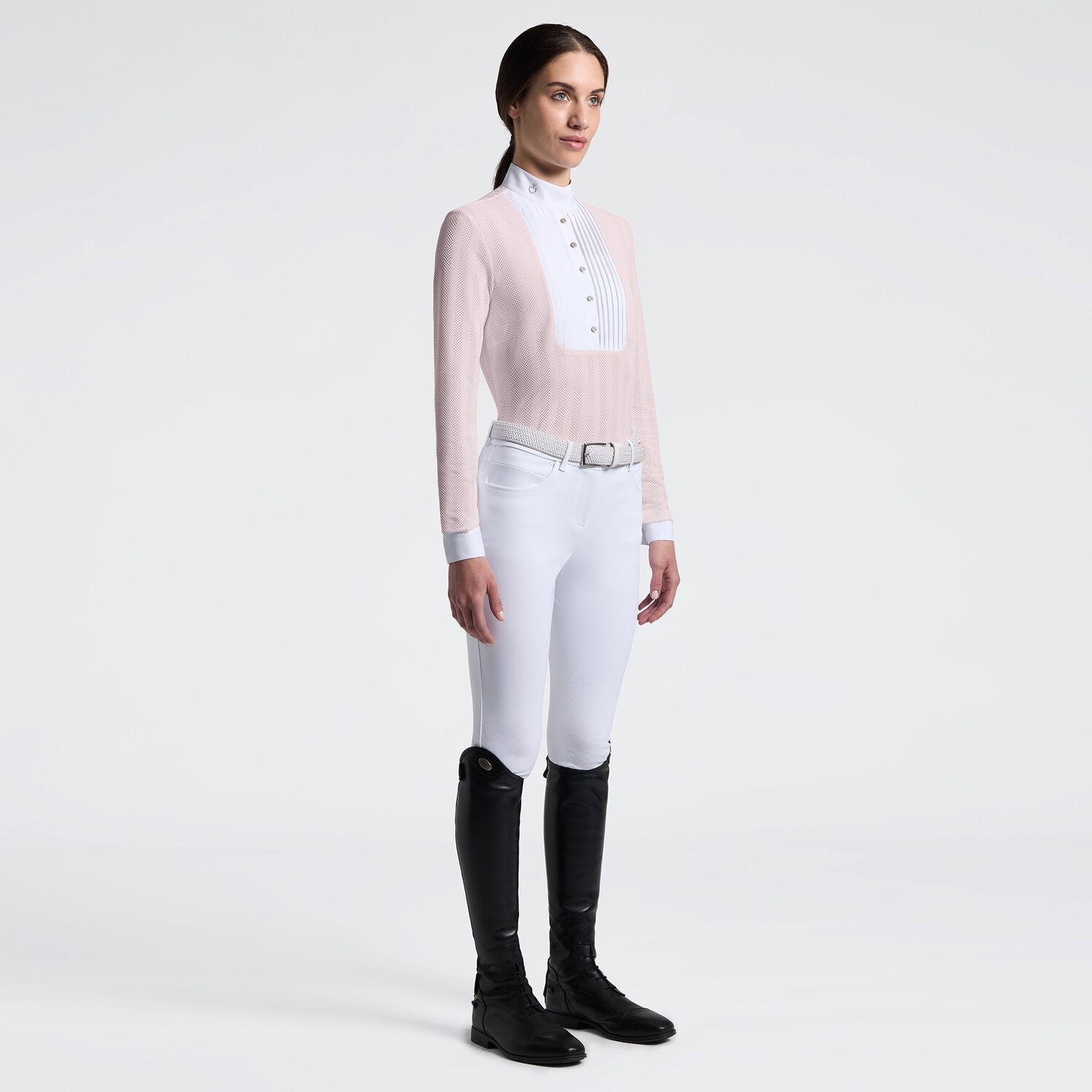 Cavalleria Toscana Damen Reitshirt Langarm Jersey – Violet Ice/Weiß