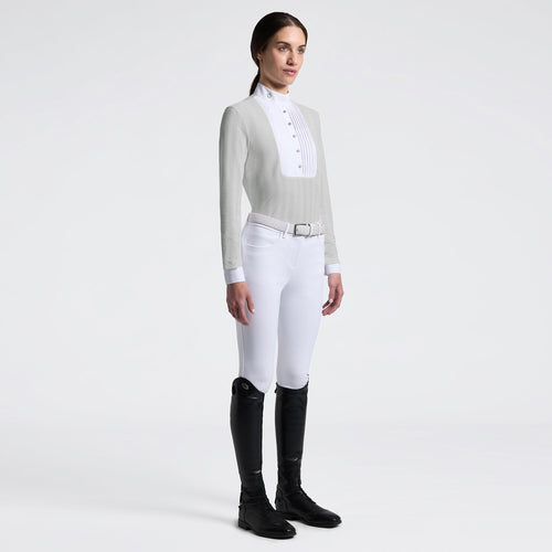 Cavalleria Toscana Damen Reitshirt Langarm Jersey – Belgian Block/Weiß