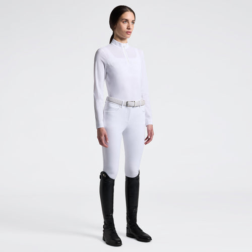 Cavalleria Toscana Damen Turniershirt mit Halfzip – Weiß