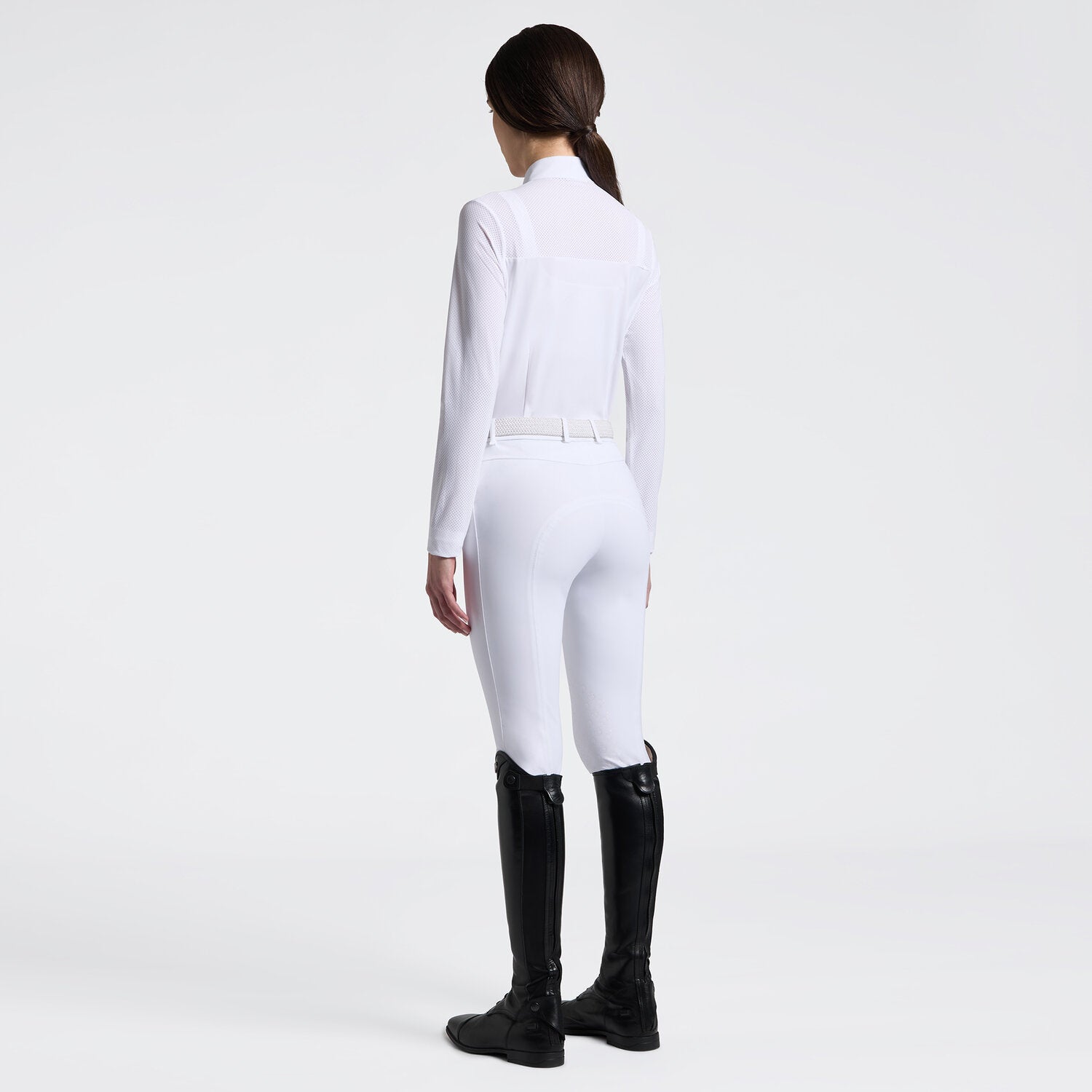 Cavalleria Toscana Damen Turniershirt mit Halfzip – Weiß