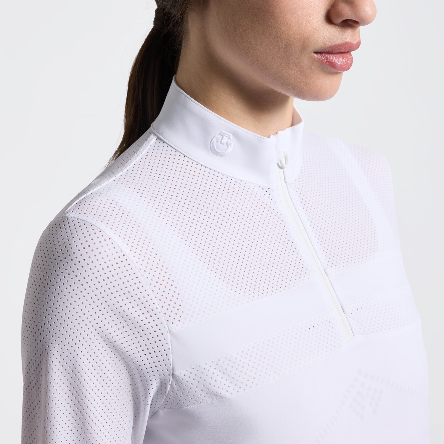 Cavalleria Toscana Damen Turniershirt mit Halfzip – Weiß
