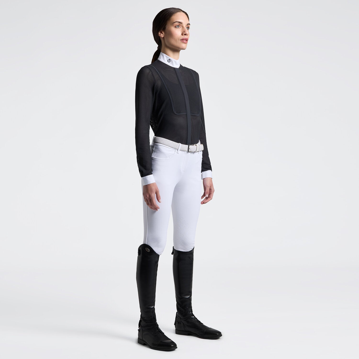 Cavalleria Toscana Damen Turniershirt Langarm Perforated – Anthrazit
