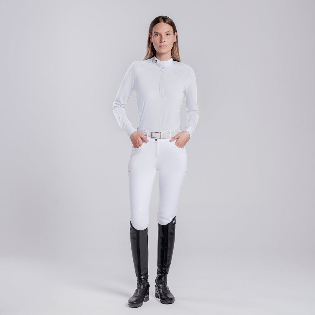 Cavalleria Toscana Damen Turniershirt perforiert Weiß