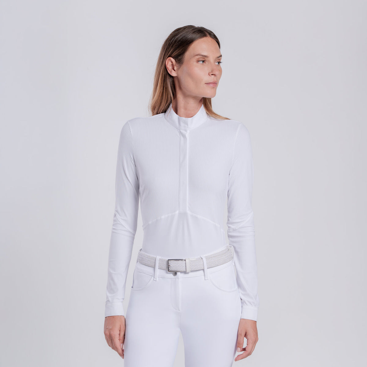 Cavalleria Toscana Damen Turniershirt Strick Weiß Rückansicht