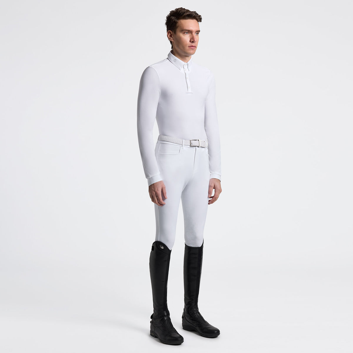 Cavalleria Toscana Herren Turniershirt Langarm Weiß