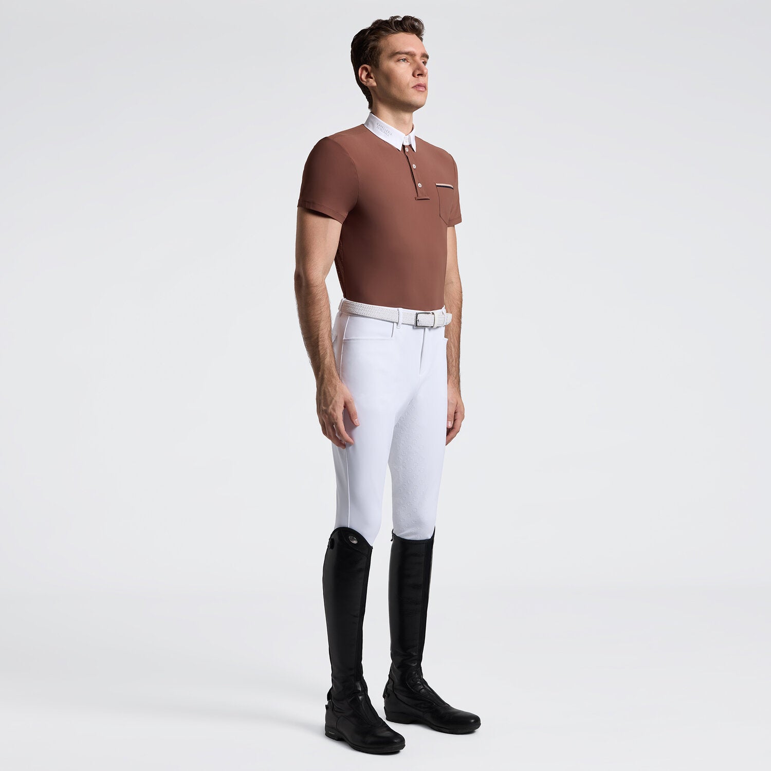 Cavalleria Toscana Herren Reitshirt Kurzarm mit Taschen – Mink