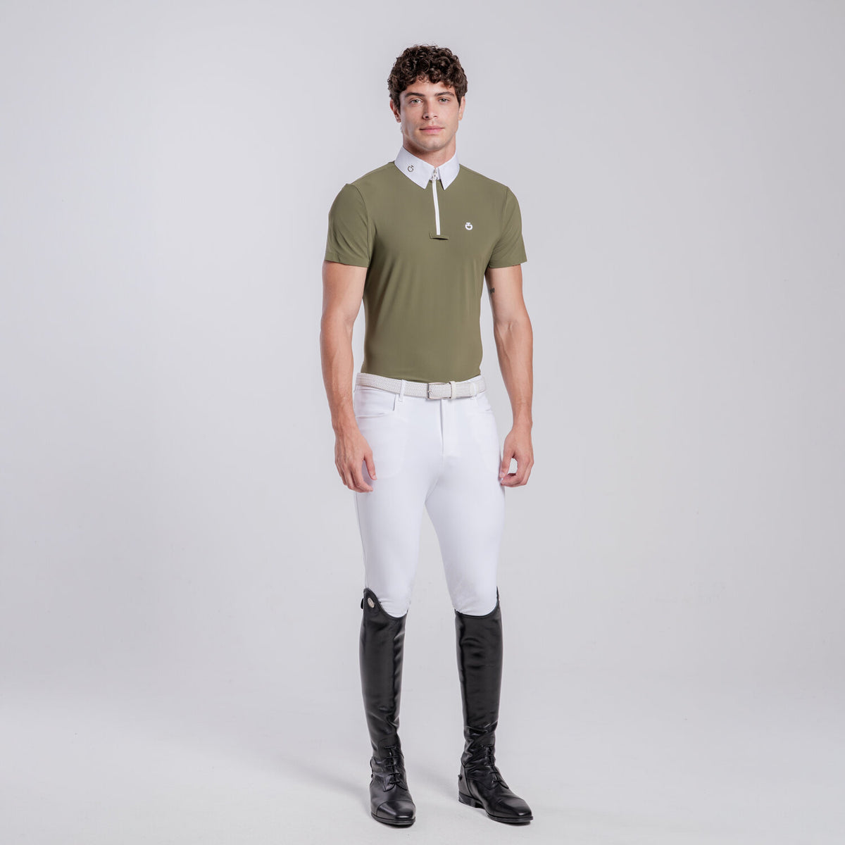 Cavalleria Toscana Herren Turniershirt Jersey mit Zip Winter Moss