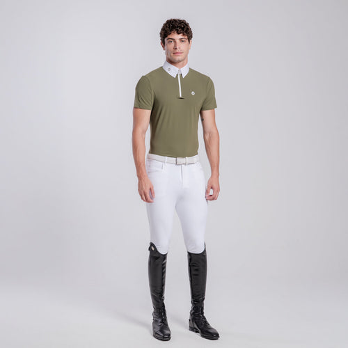 Cavalleria Toscana Herren Turniershirt Jersey mit Zip Winter Moss