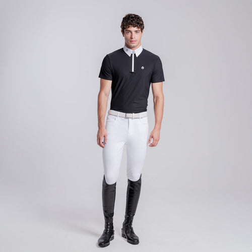 Cavalleria Toscana Herren Turniershirt Jersey mit Zip Schwarz