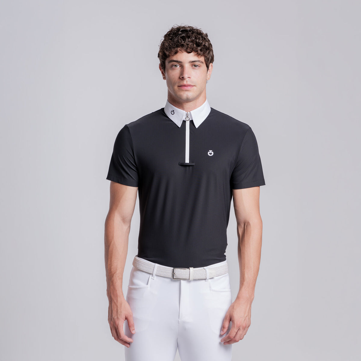 Cavalleria Toscana Herren Turniershirt Jersey mit Zip Schwarz Rückansicht