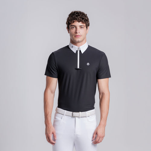 Cavalleria Toscana Herren Turniershirt Jersey mit Zip Schwarz Rückansicht