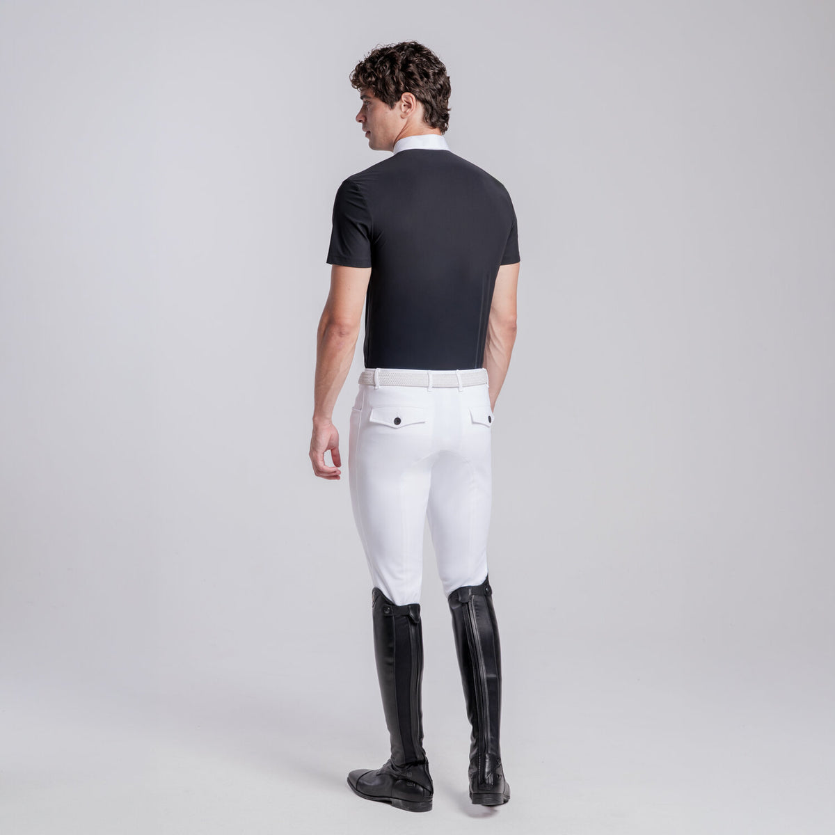 Cavalleria Toscana Herren Turniershirt Jersey mit Zip Schwarz Detail