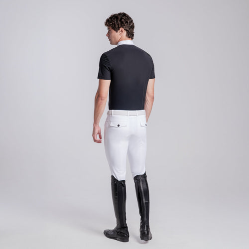 Cavalleria Toscana Herren Turniershirt Jersey mit Zip Schwarz Detail