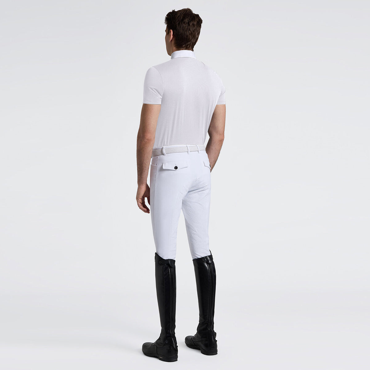Cavalleria Toscana Herren Reitshirt Kurzarm Weiß Rückansicht