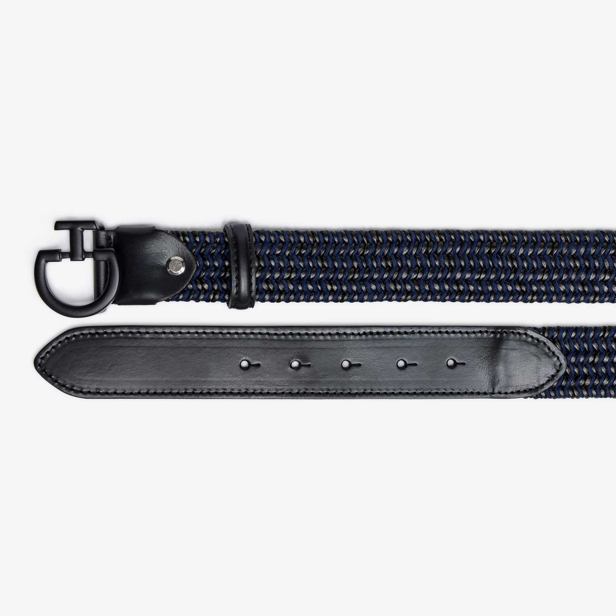 CT - MEN'S ELASTIC BELT IN LEATHER AND WOOL NAVY
