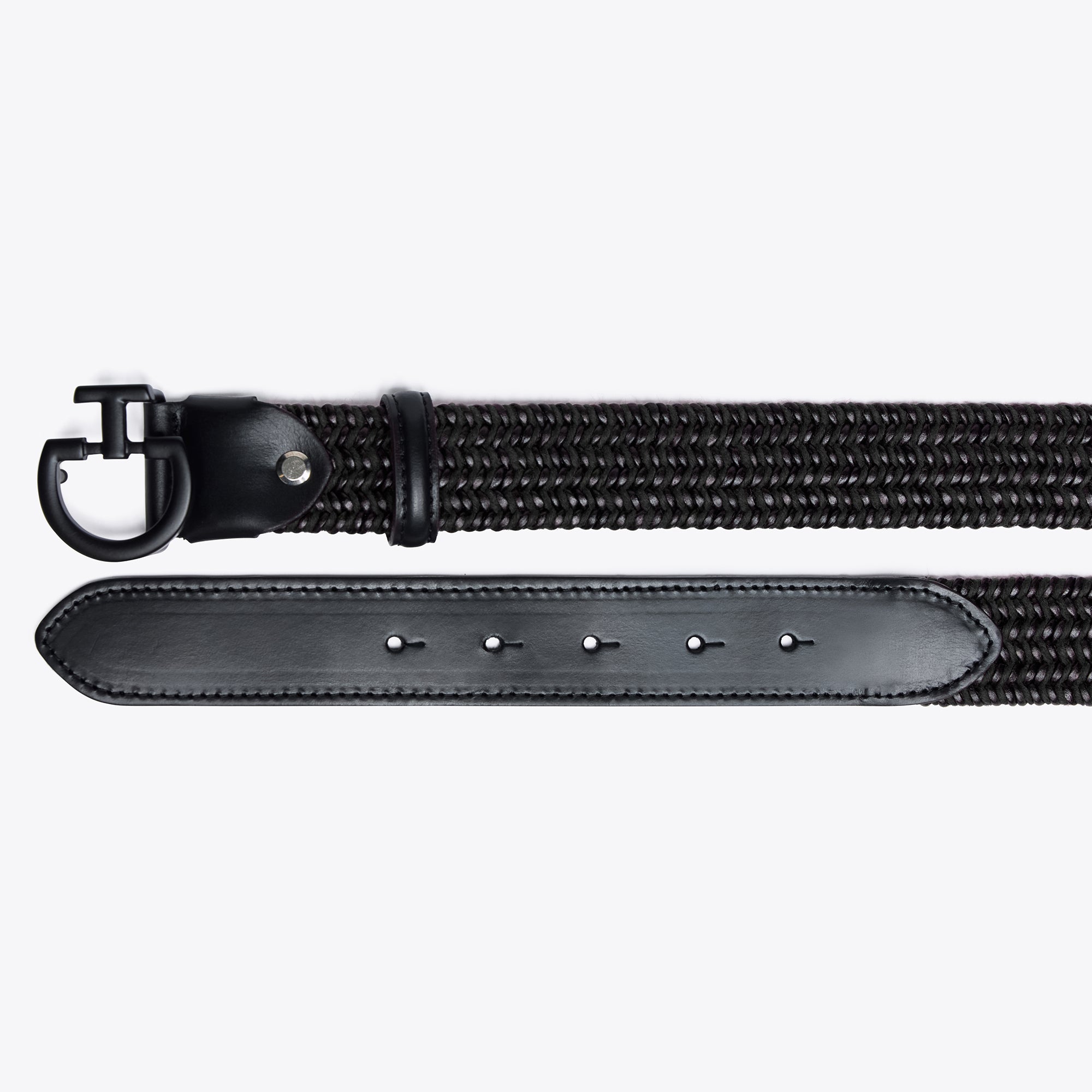 CT - MEN'S ELASTIC BELT IN LEATHER AND WOOL BLACK