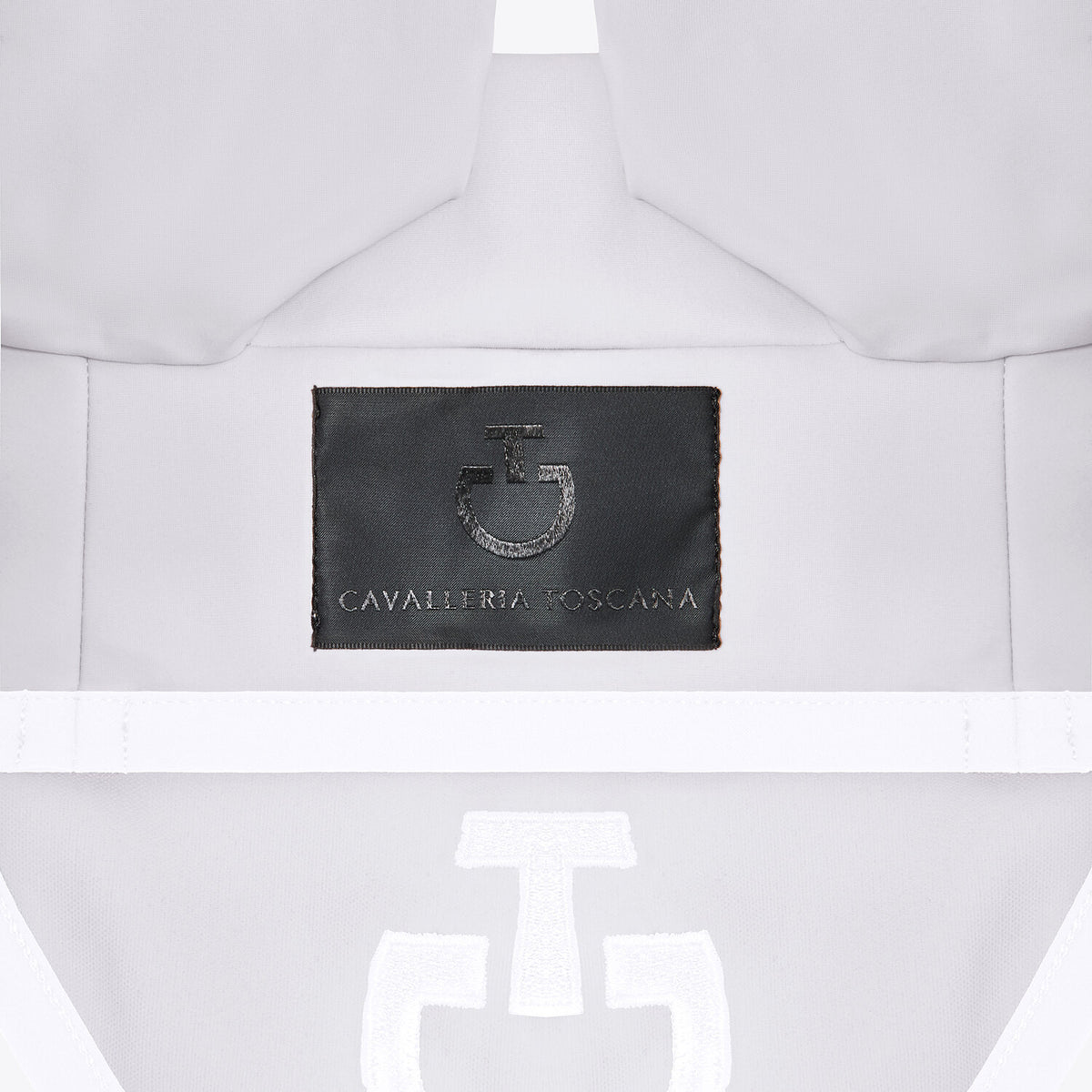 Cavalleria Toscana Ohrenhaube Jersey Perlgrau Weiß Detailansicht