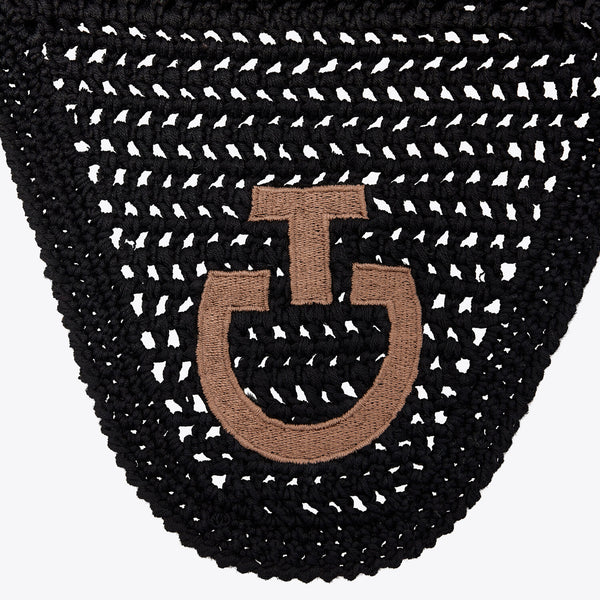 Cavalleria Toscana Ohrenhaube gehäkelt Schwarz Toffee Seitenansicht