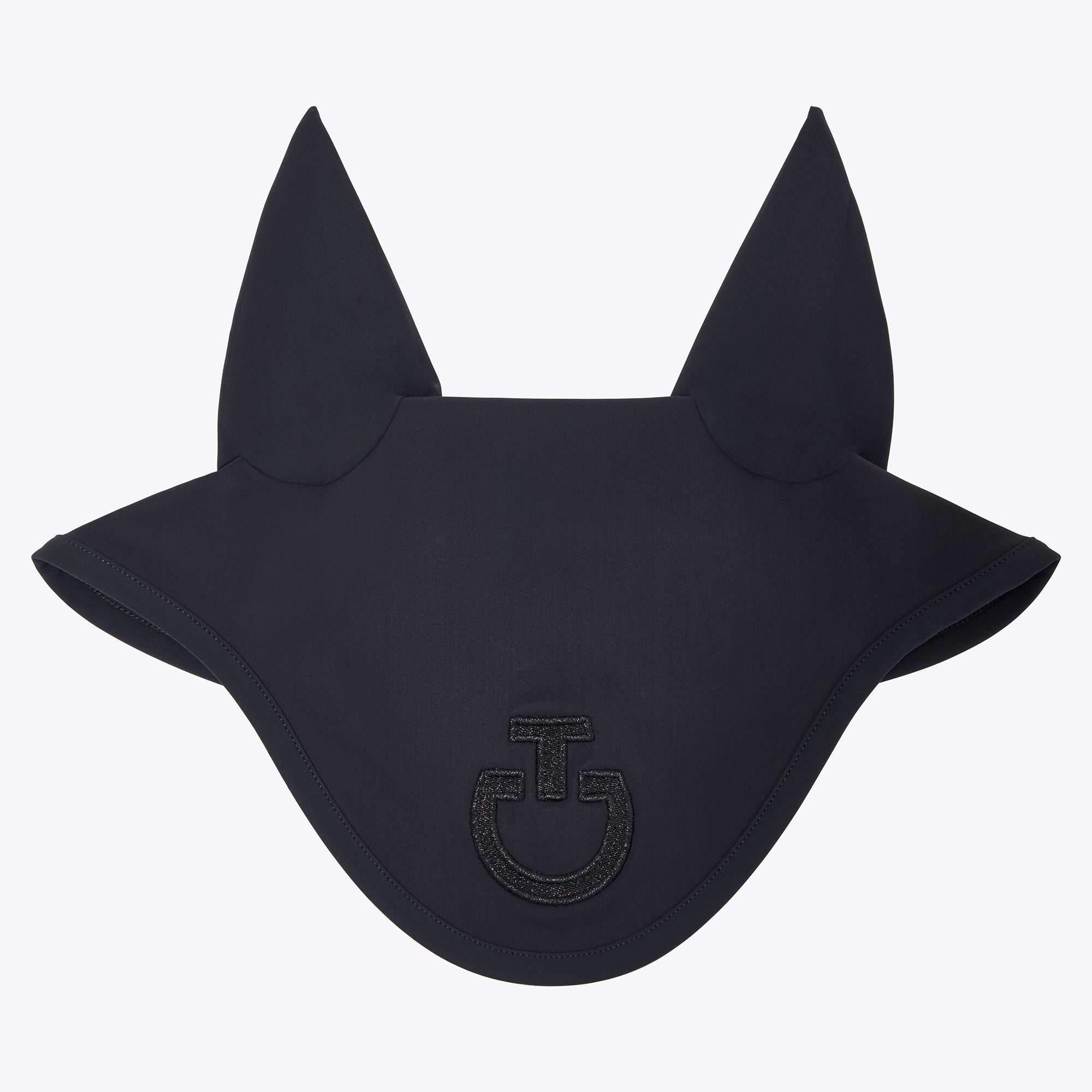 Fly hood with glittering logo in black