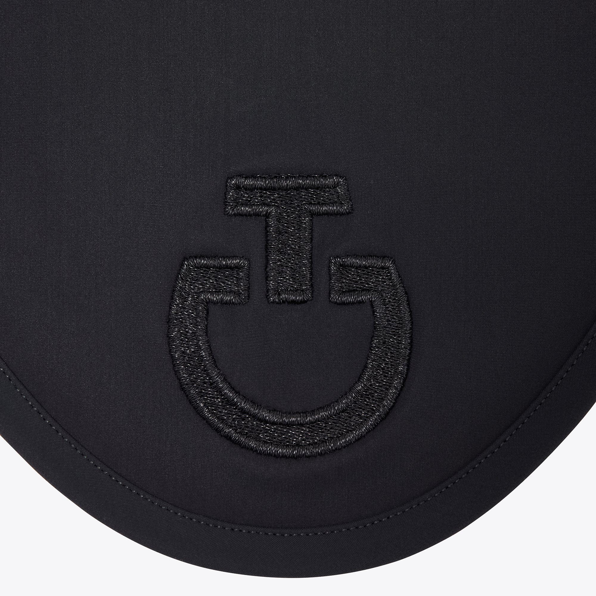 Fly hood with glittering logo in black
