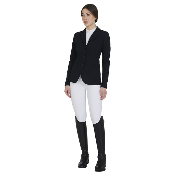 EQUESTRO Damen Turnierjacke – Elegante 3-Knopf Reitjacke in Schwarz
