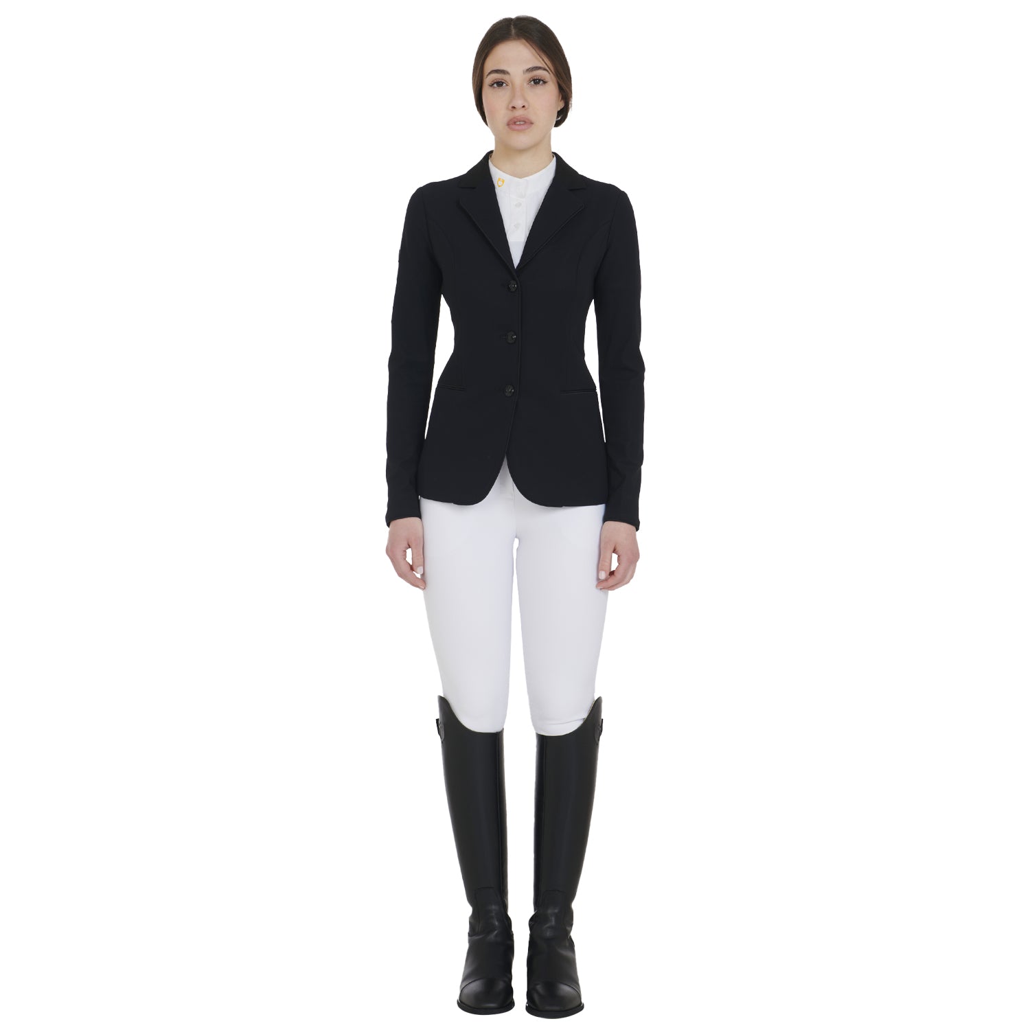 EQUESTRO Damen Turnierjacke – Elegante 3-Knopf Reitjacke in Schwarz