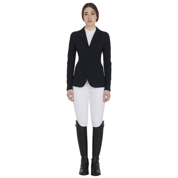 EQUESTRO Damen Turnierjacke – Elegante 3-Knopf Reitjacke in Schwarz