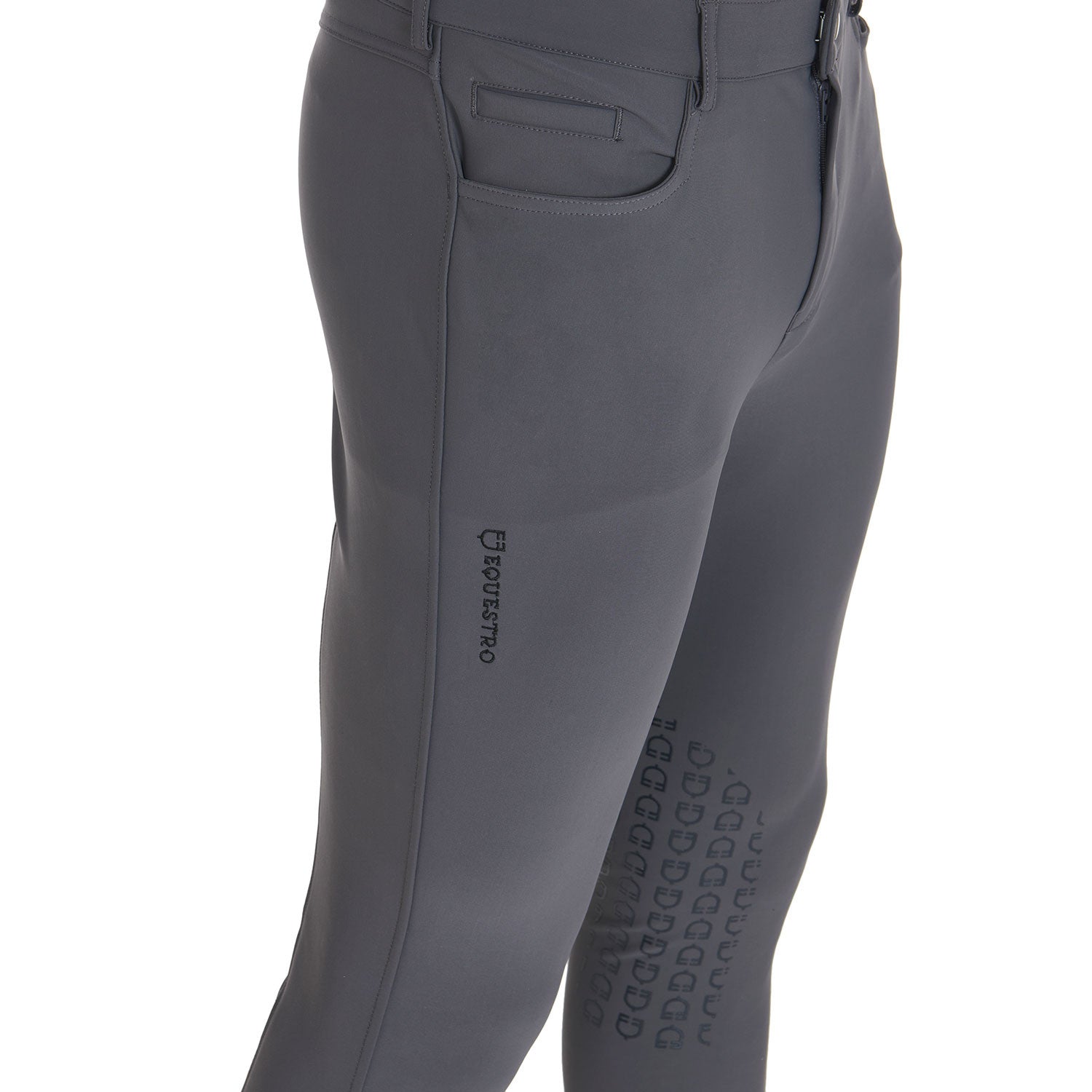 EQUESTRO Herren Slim Fit Reithose mit Grip | Anthrazit