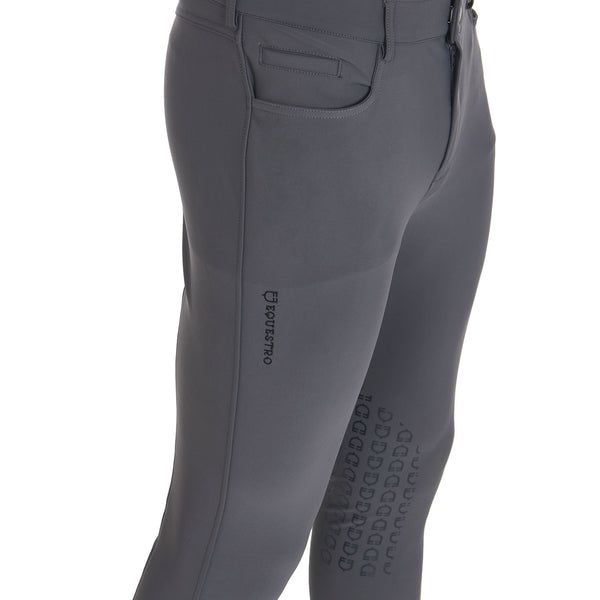 EQUESTRO Herren Slim Fit Reithose mit Grip | Anthrazit