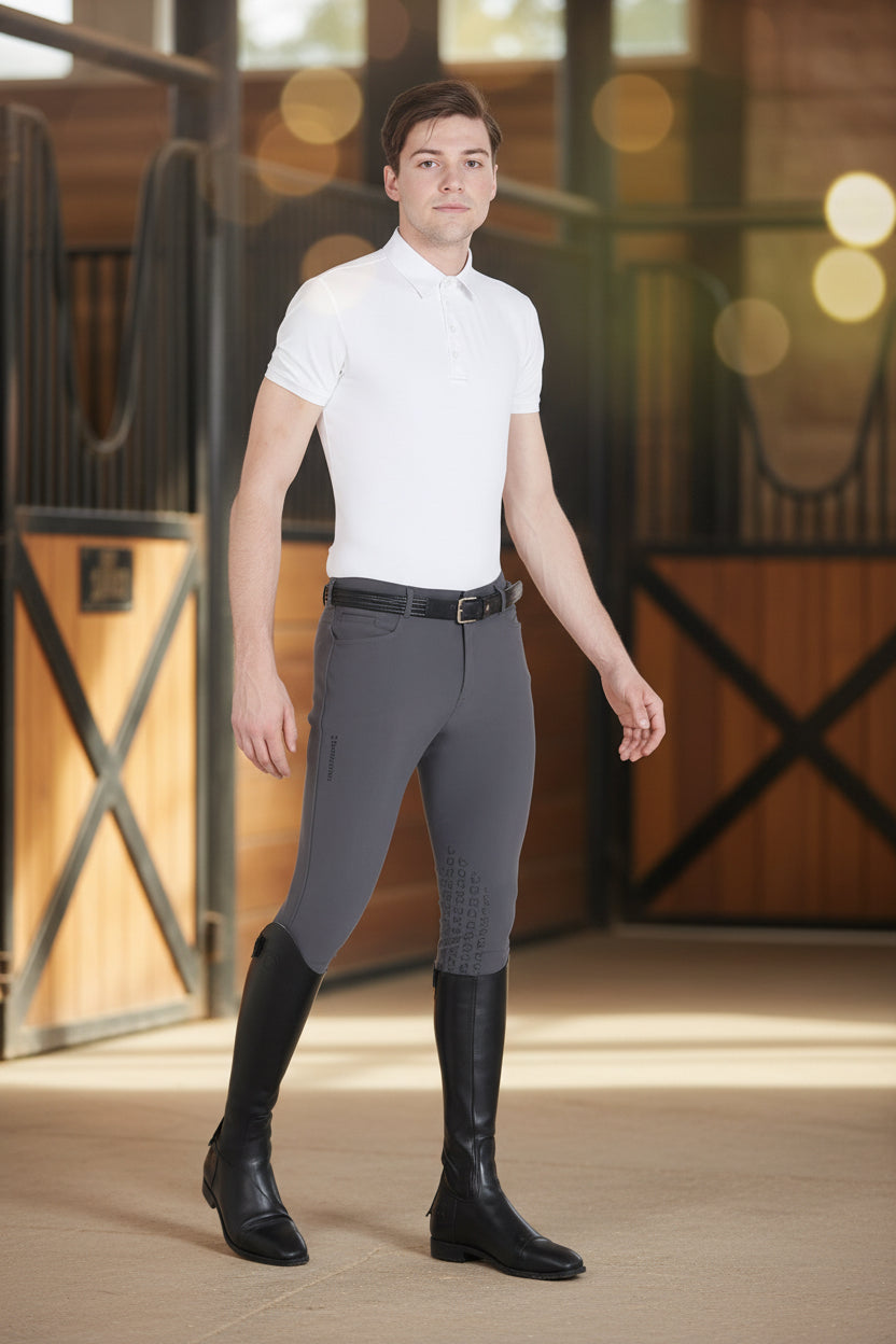 EQUESTRO Herren Slim Fit Reithose mit Grip | Anthrazit