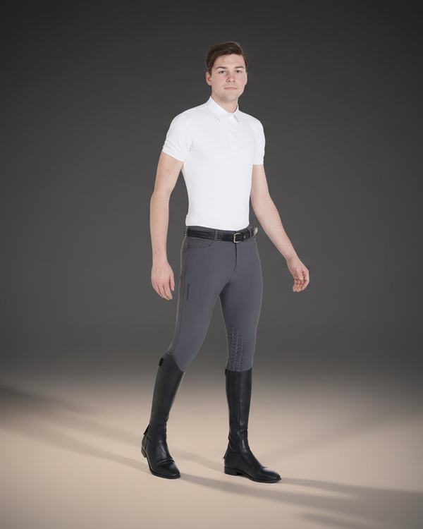 EQUESTRO Herren Slim Fit Reithose mit Grip | Anthrazit