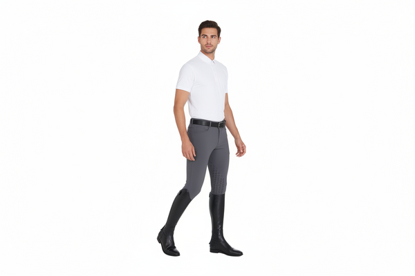 EQUESTRO Herren Slim Fit Reithose mit Grip | Anthrazit