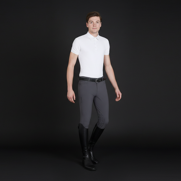 EQUESTRO Herren Slim Fit Reithose mit Grip | Anthrazit
